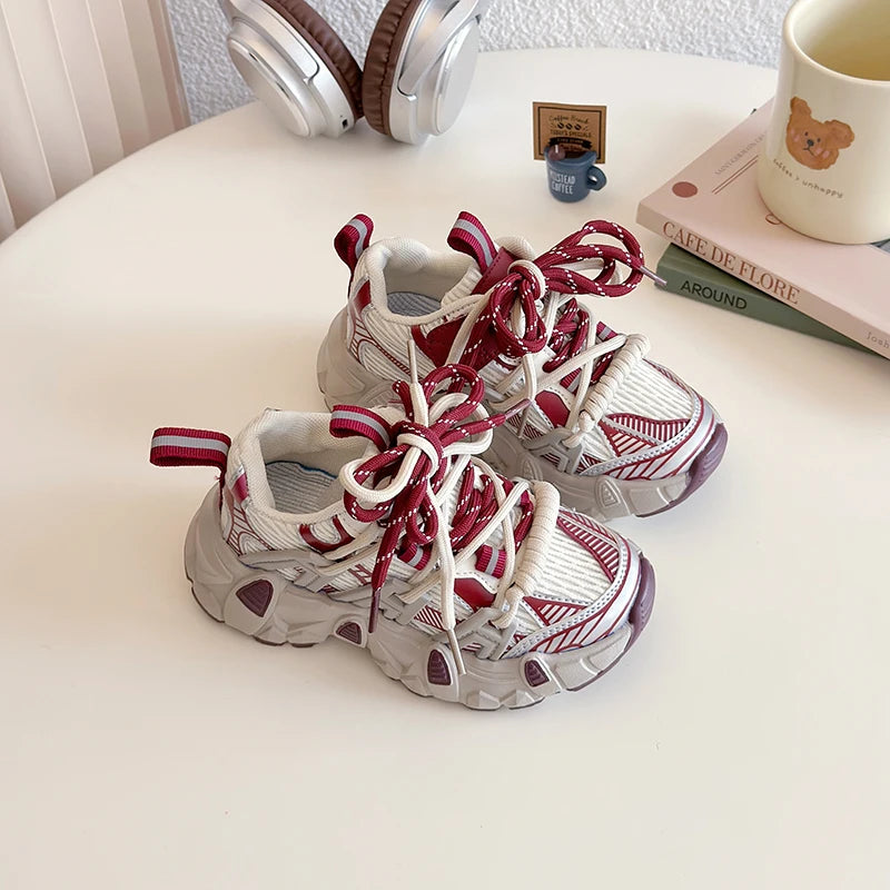 Kids Sneakers for Girls 2025 New Toddlers Causal Shoes Spring Autumn Chunky Versatile Children School Basketball Shoes Non-slip.