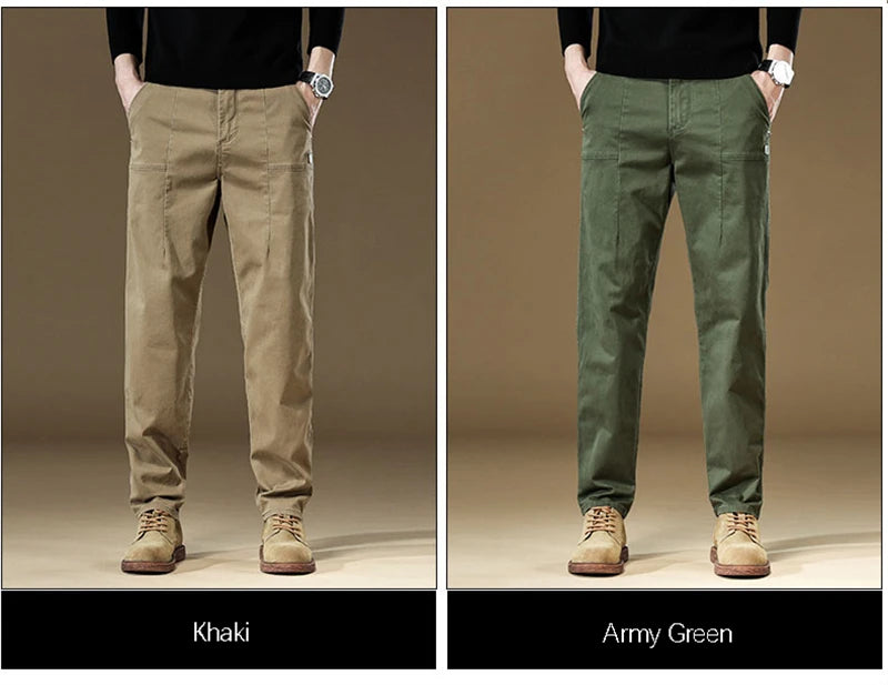 97% Cotton Men Casual Trousers Solid Color Slim Fit Men's Pants New Winter Autumn High Quality Classic Business Pant Male.