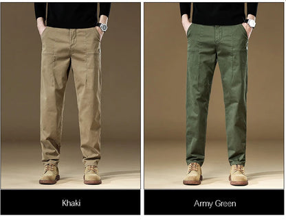 97% Cotton Men Casual Trousers Solid Color Slim Fit Men's Pants New Winter Autumn High Quality Classic Business Pant Male.