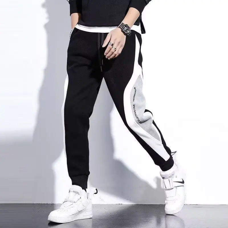 Men Black Pants Hip Hop Drawstring Jogger Fashion Comfortable Trousers Male Casual Sweatpants Loose Elastic Waist Sportswear.
