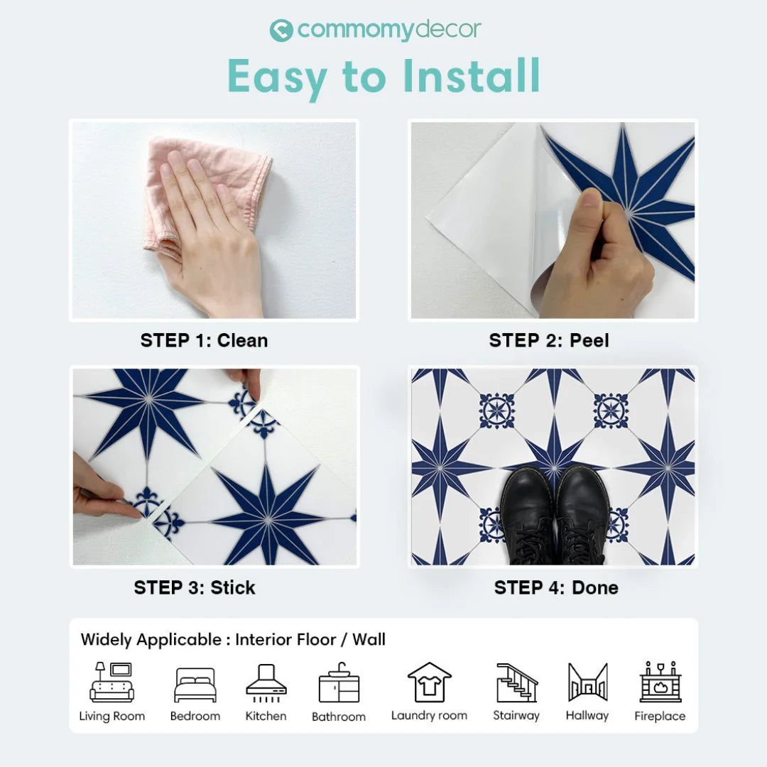 1pc/10pcs Floor Tile Sticker Self Adhesive Floor Sticker Vinyl Non-slip Floor Tile Sticker Wall Sticker Waterproof 20cm x 20cm