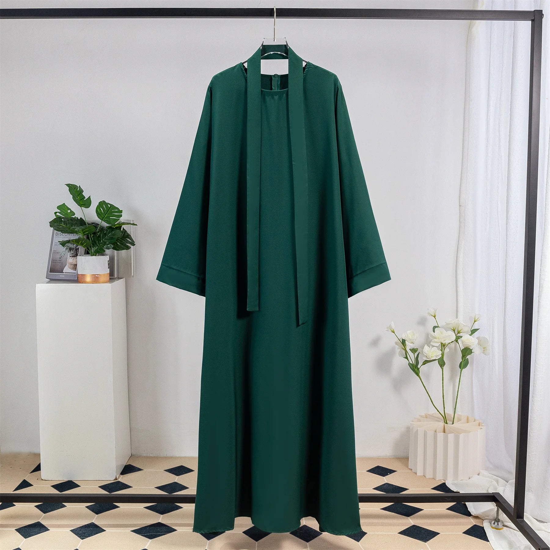 Muslim Abayas Long Maxi Prayer Dress Women Kaftans with Belt Full Sleeve Islamic Clothing Women Jilbabs Ramadan Dresses.