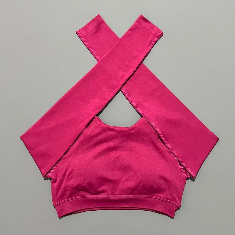 HISTELLO Long Sleeve Crop Top Women Seamless Yoga Tops Backless Clothing Gym Workout Sportswear Strong Supports Sports Shirt.