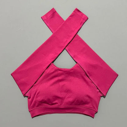 HISTELLO Long Sleeve Crop Top Women Seamless Yoga Tops Backless Clothing Gym Workout Sportswear Strong Supports Sports Shirt.