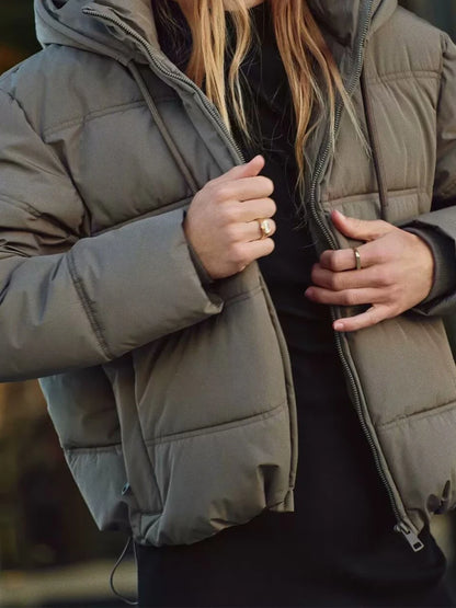 Herbst und Winter Neuheiten Damen Casual Einfache Baumwolle Langarm Dicke Warme Kapuzenjacke.