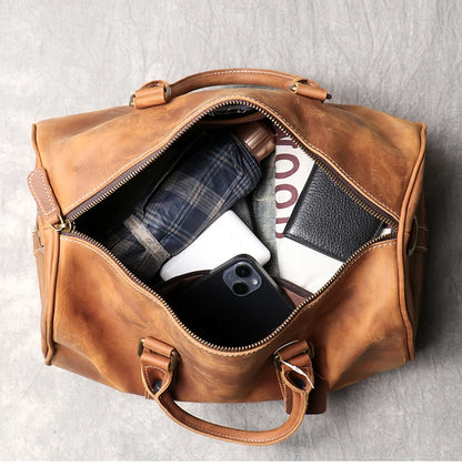 Vintage Herren Rindsleder Business Kurzstrecken tragen Handgepäck taschen große Kapazität Reisetasche einfache Umhängetaschen.