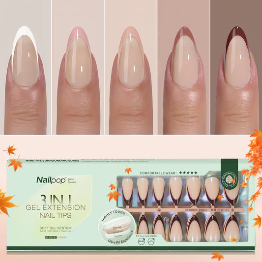 Nailpop 150Pcs French Gel Nail Tips Medium Almond Pre-Colored Press on Nails Skin Tones Soft Gel Nails False Nail Extensions.