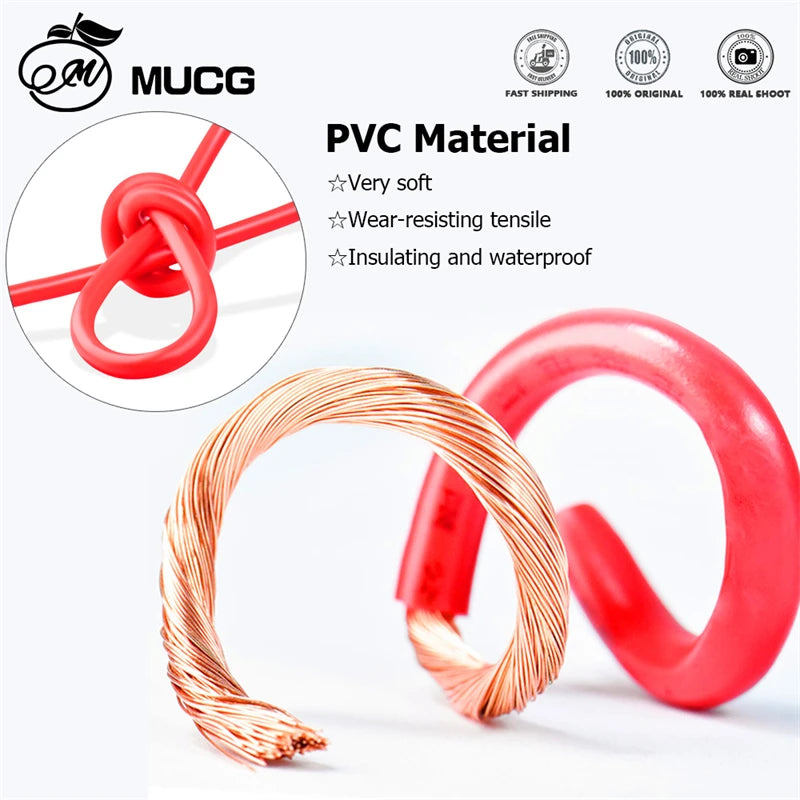 RV PVC Copper wire Flexible wire Soft Black Red Electric cable Auto led Speaker Audio Power Car Wiring 1 2 4 6 8 10 12 14 AWG.