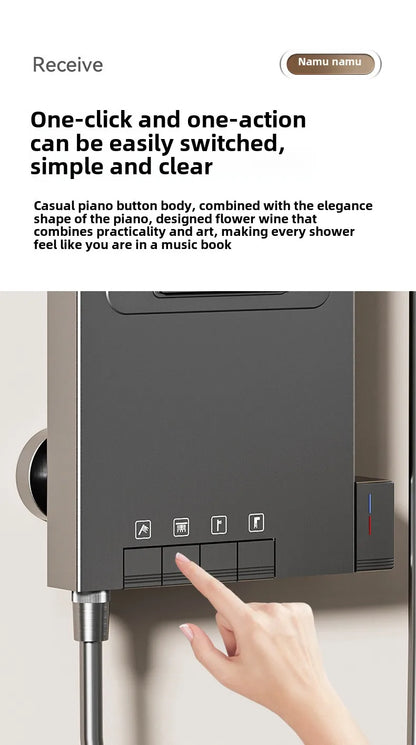 Multi Functional LED Shower Screen Wall Mounted Waterfall Shower Head Set Bathroom Digital Atmosphere Light Shower Set Screen