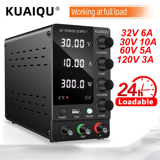 KUAIQU DC Laboratory Power Supply 30V 60V 120V Adjustable Voltage Regulator Bench Switching Power Supply Preset Current ON/OFF.