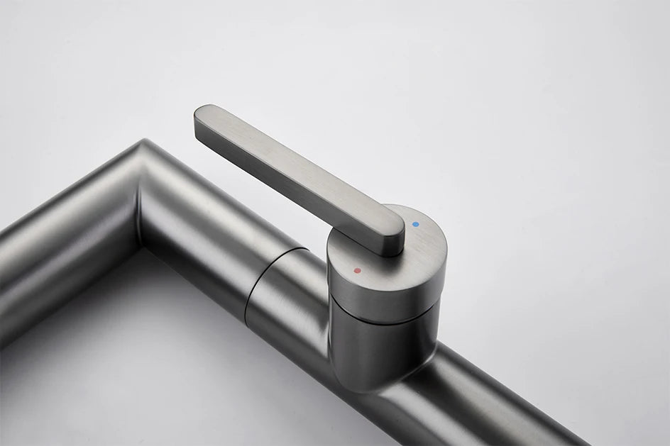 VGX Bathroom Faucets Stainless Steel Basin Mixer Sink Faucet Gourmet Washbasin Tapware Hot Cold Water Tap Brushed Gold Grey