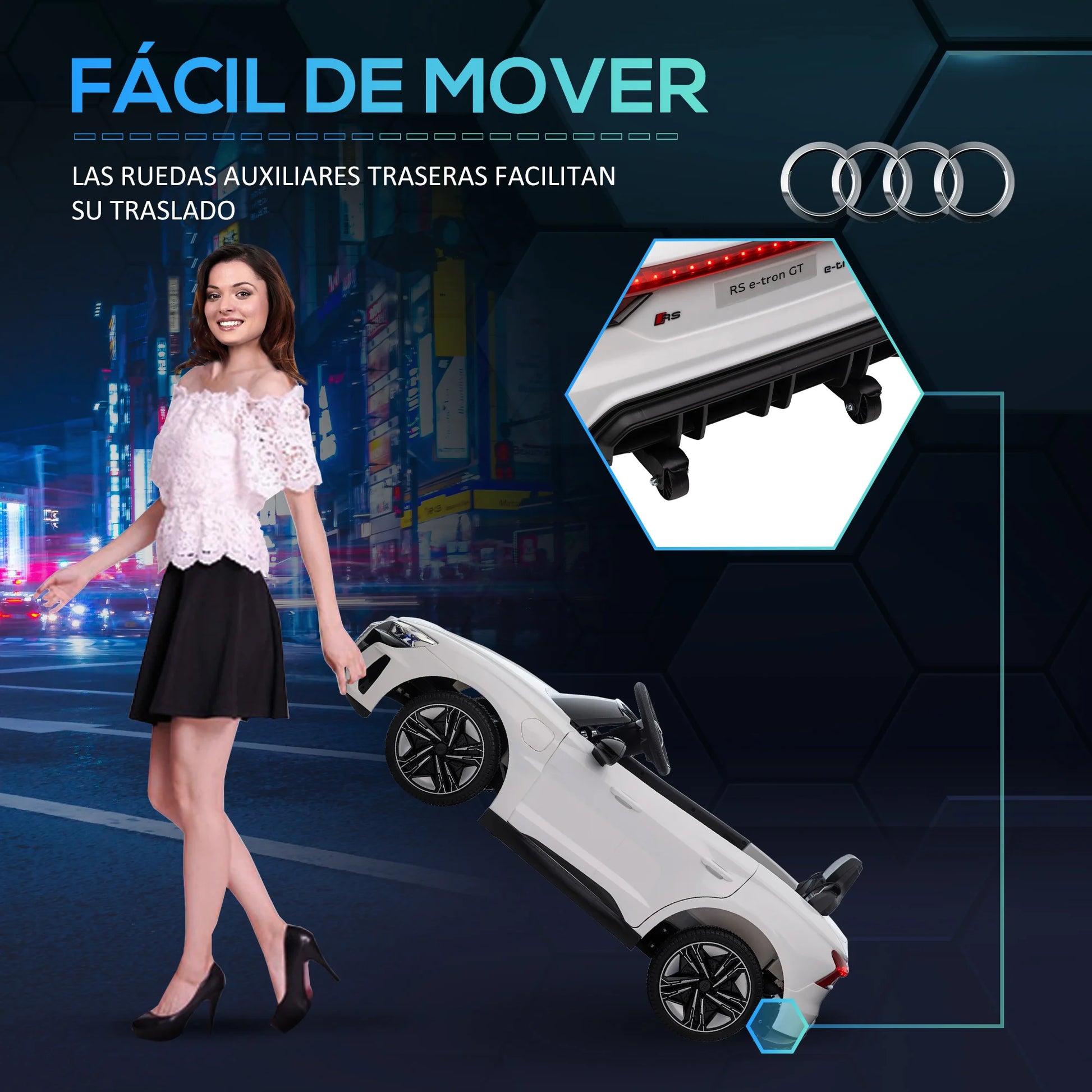 Homcom Electric Car for Children +3 Years Audi Rs E-Tron Gt 103X58X41 cm White.