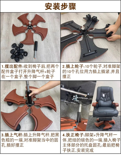 Business Leder Büro Computer Stuhl Liege Verstellbare Rückenlehne Executive Rotierenden Stuhl Massage Computer Büro Möbel