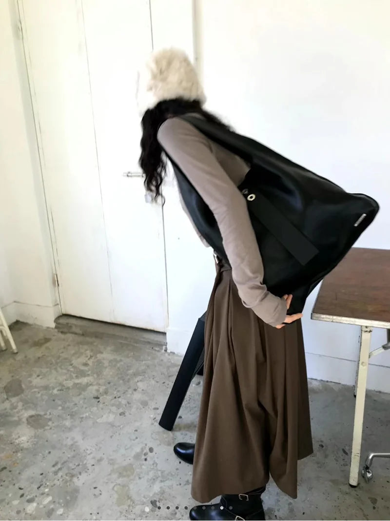 Elegant Pleated Midi Skirt Women Fashion Patchwork Asymmetrical Skirts Summer Office Ladies Korean Casual Design A Line Faldas.