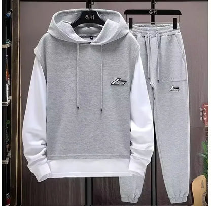 Men's Hoodie Long Sleeve Sportswear Set Casual Print Color Block Two-Piece Spring Autumn Fashionable Sweatshirt And Pants.