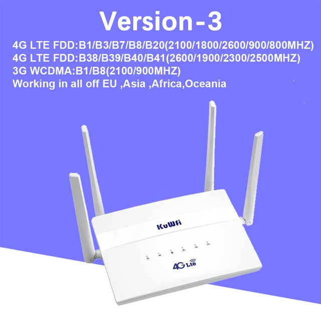 KuWFi 4G LTE Router 750Mbps Home Hotspot Support 32 Users Wifi Router LAN WAN Roteador 2.4G 5.8G Dual Band With SIM Card Slot.
