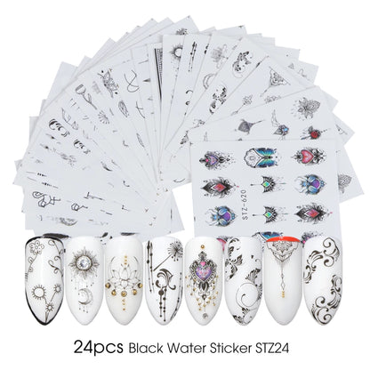 1Set Watercolor Xmas Flower Sticker Nail Decal Set Flamingo Letter Design Gel Manicure Decor Water Slider Foil CHSTZ683-706-1.