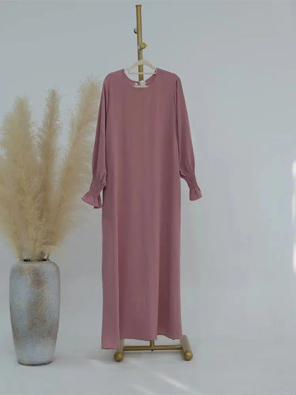 Eid Jersey Solid Modest Under Abaya Dubai 2024 Palestine Women Islamic Clothing Muslim Kaftan Inner Dresses Robe Femme Musulmane