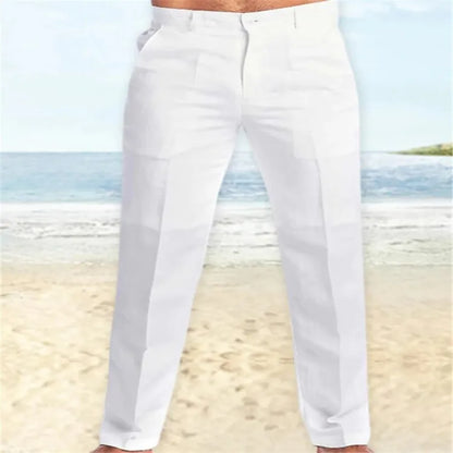 Neue Vintage männer Baumwolle Leinen Hosen Atmungsaktive Komfort Weiche Hosen Mode Lose Gerade Hosen Männer Solide Einfache Casual Hosen.