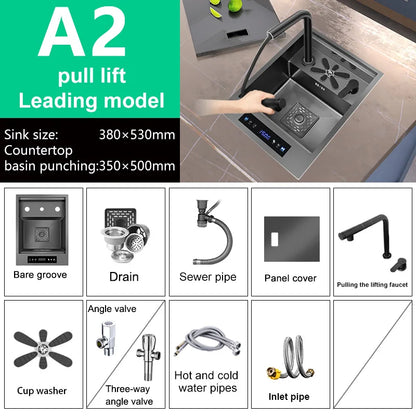 Water Catalyst Cup Cleaning Sink Hidden Single Slot Mini Bar Sink Wash Basin With Cover Plate For Kitchen