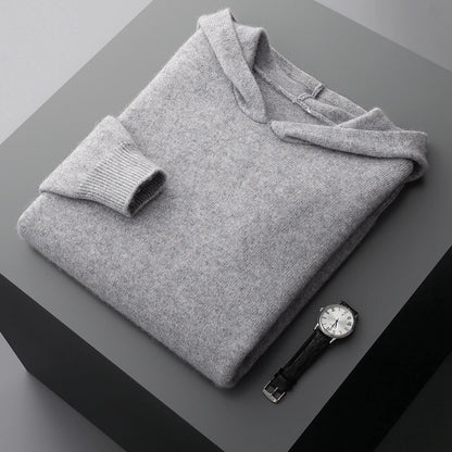 One-piece Hat with Pocket Men's Pullover 100% Cashmere Knitted Sweater Casual Comfortable Top Base Shirt Men's Clothing