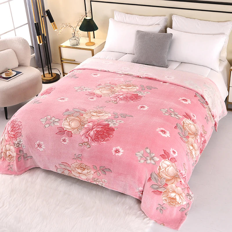 Bonenjoy 1pc Blanket Floral Style Bedspread Fleece Blanket Plaid Travel Shawl Sofa Nap Blankets Home Bedsheet manta.