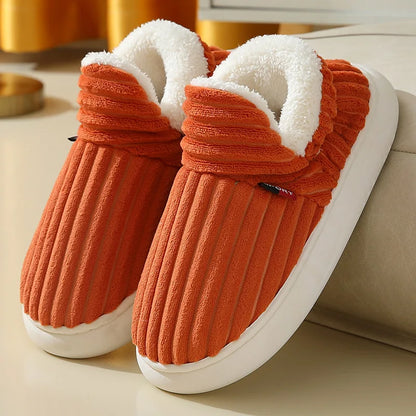 Smile PoP Winter Plush Men Cotton Shoes Warm Plush Men House Slippers Outdoor Soft Non Slip Women's Shoes Casual Furry Men Shoes