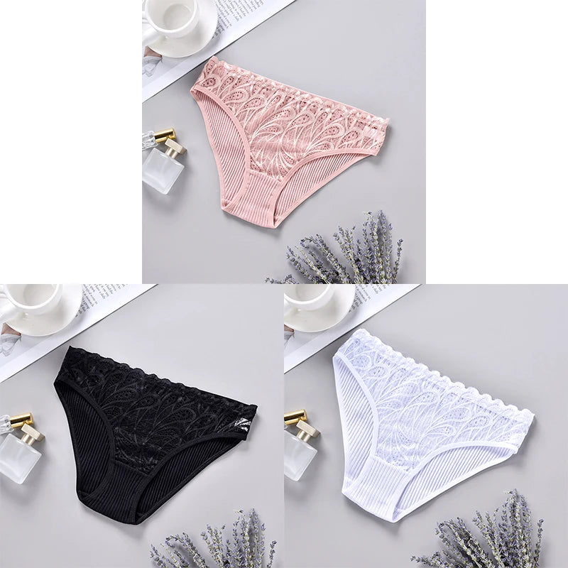 3PCS Cotton Solid Color Women's Panties Breathable Skin-friendly Women's Underwear Home Comfortable Soft Sexy Ladies' Lingerie.
