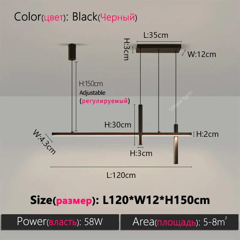 Neue Restaurant Kronleuchter moderne einfache Esszimmer Tisch Bar Lichter lange Streifen Scheinwerfer kreative Designer Pendelleuchten