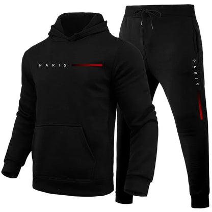 Men's autumn and winter fashionable hooded sweatshirts and pants, high-quality, warm and comfortable outdoor fitness and casual.
