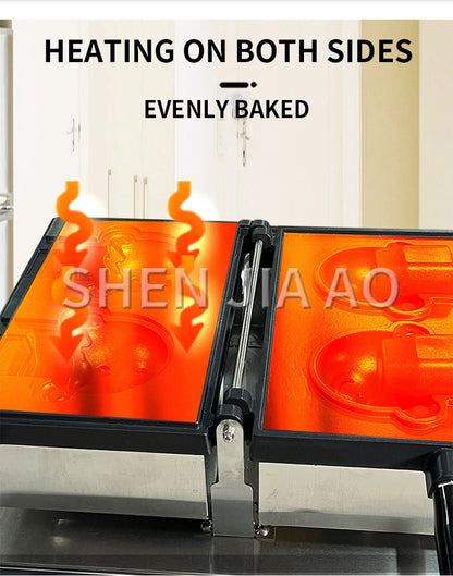 Commercial Taiyaki Bear Shaped Waffle Maker Open Mouth Ice Cream Bear Taiyaki Machine Bear Cone Maker.