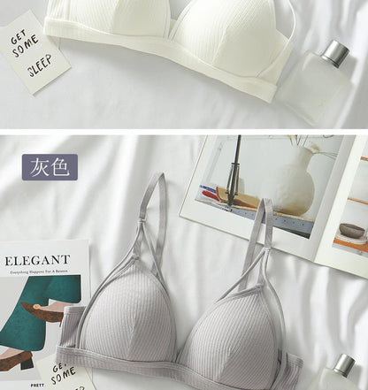 Sexy Women Bra Wire Free Brassiere Push Up Lingerie French Triangle Cup Bra Underwear Thread Top Female Intimates Bralette