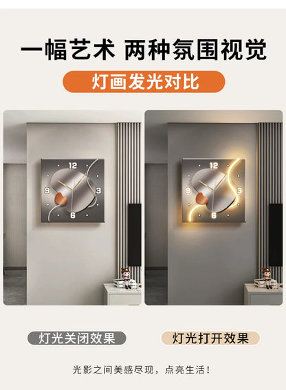 Stein zu laufen Wanduhr Wohnzimmer moderne Licht Luxus Dekoration Uhr hängen Wand leuchte High-End-Sinn Restaurant Uhr