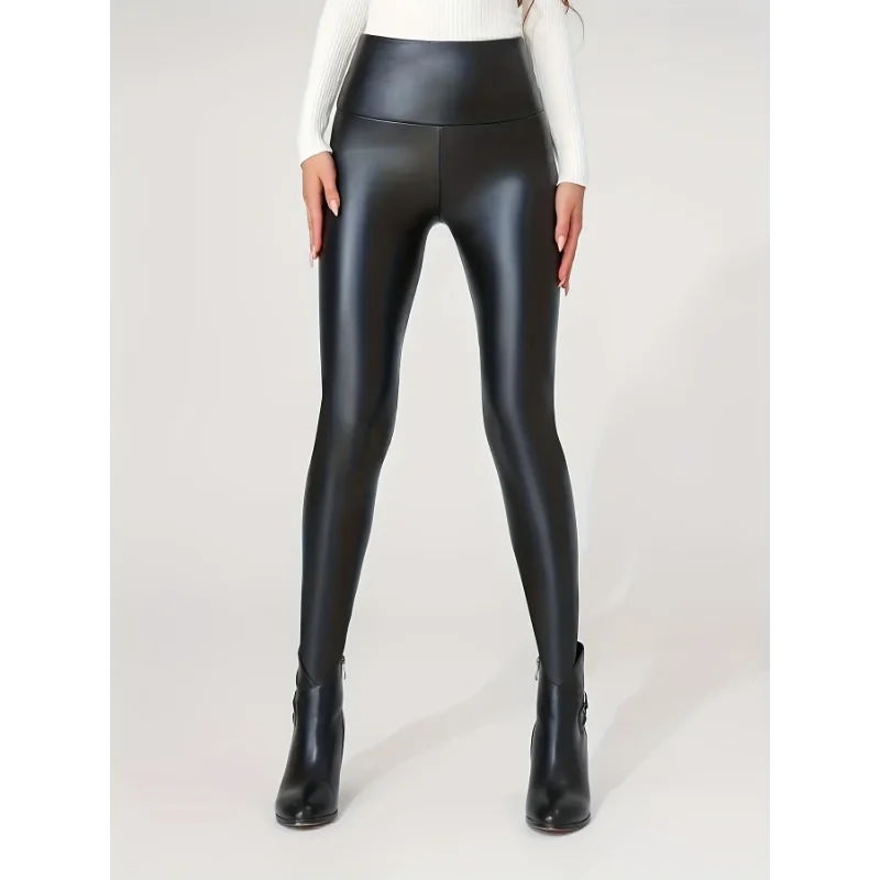 Autumn And Winter New Season Wearable Women's Tight Pants With High Waist And Sexy Faux Leather Texture Long Pants With Leggings.