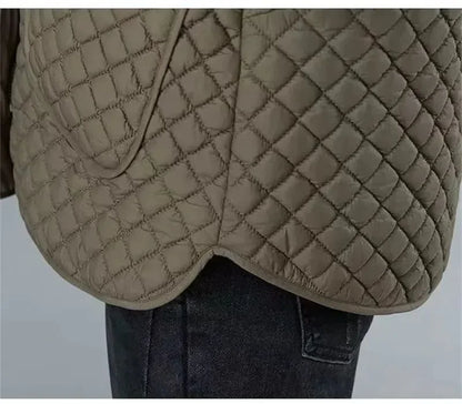 Mode Leichter Baumwolle Gefütterter Mantel Frauen 2025, Neue Herbst Winter Baumwolle Mantel Mit Kapuze Jacke Lose Beiläufige Plaid Parkas Outwear