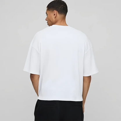 Basic Oversized Boxy Crew Neck T-shirt Mens Heavyweight 240GSM 100% Cotton Half Sleeve T-Shirts Summer Loose Sports Clothing.