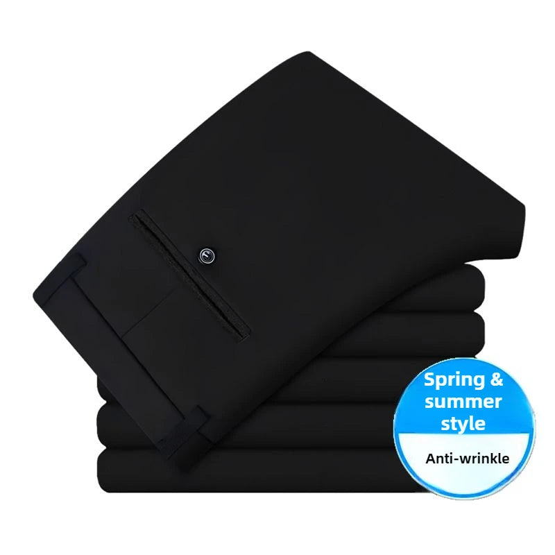 Men's Travel Dress Pants Stretch, No Iron Required Business Trousers, British Classic Slim Fit Lightweight Office Work Pants