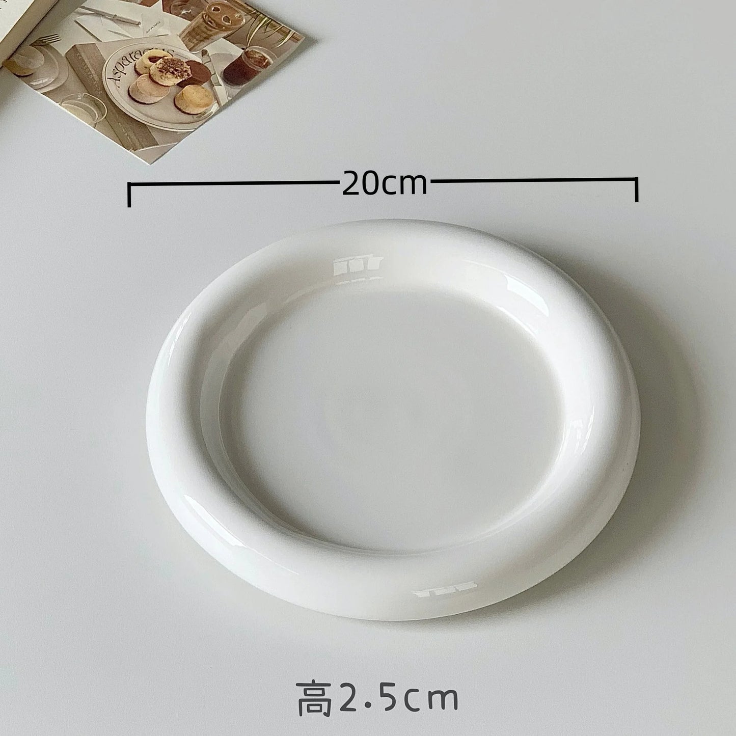 Round Ceramic Plate Thick-edged Western Food Plate Creative Steak Nordic Tableware Ceramic Plate Main Course Kitchen Utensils.