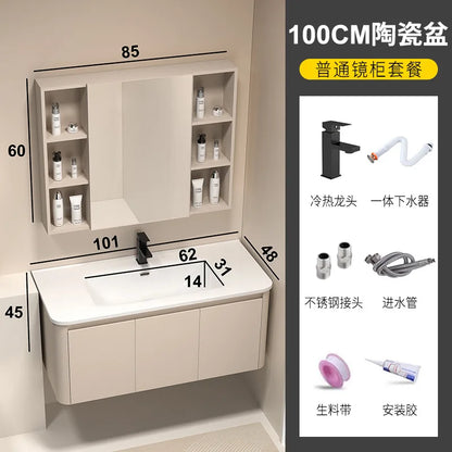 Moderner intelligenter Badezimmerschrank, Wabenstruktur, Aluminium, WC, Waschbecken, Schrank, Kombination, integriertes Keramikwaschbecken, Waschtisch