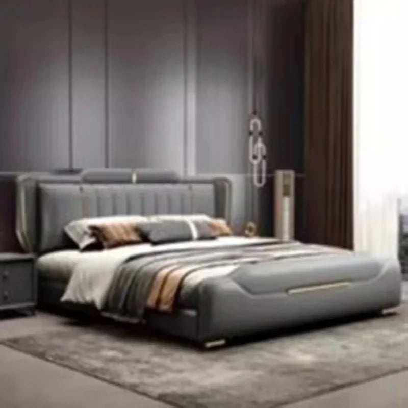 Doppel Full Size Bett rahmen Whitr großes modernes Design Kopfteil Bett Königin Schlafzimmer Luxus Muebles Para Dormitorio nordischen Möbel