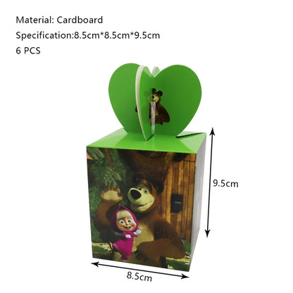 Mashas und Bär Geburtstag Party Dekoration Cartoon Thema Luftballons Kinder Event liefert Einweggeschirr Hintergrund