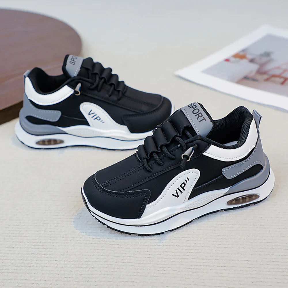 Teenager Kid's Sneakers For Autumn PU Leather Waterproof Children's Sport Shoes Trend Fashion Outdoor Running Shoes For Boys