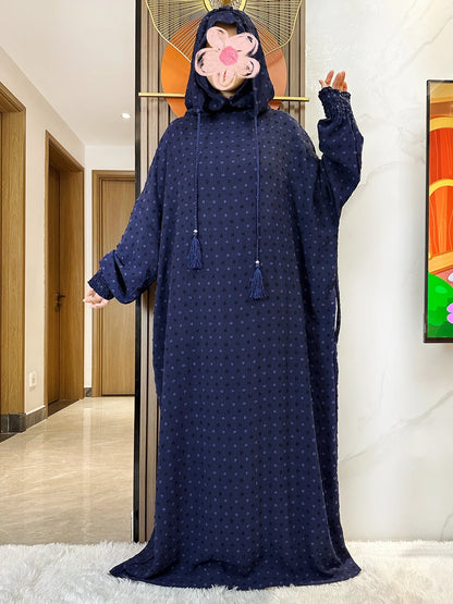 Latest Ramadan Soft Cotton Prayer Abaya Double Hats Dubai Turkey Islam Prayer Clothes Fabric Dresses Islam Women Dress Kaftan.