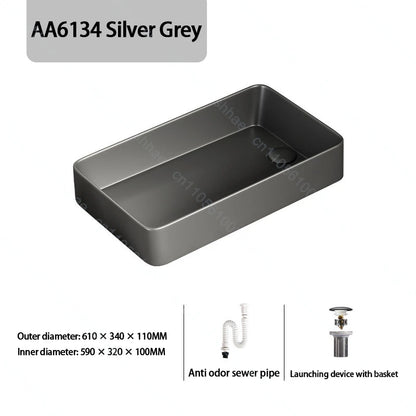 Luxuriöses Keramikgefäßwaschbecken, quadratisches Badezimmerwaschbecken, Arbeitsplatte, Kunstwaschbecken für Waschtischplatte, Keramik-Badezimmerwaschbecken für den Heimgebrauch