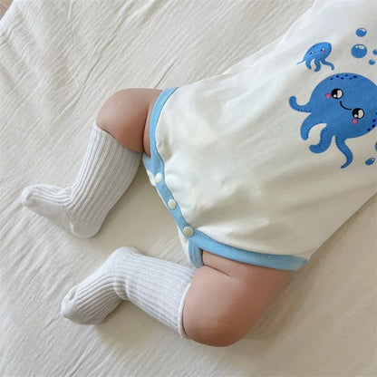 Lustige Oktopus Sommer Baby kleidung koreanische neue Jungen Mädchen einteiligen Stram pler schönen Bodysuit Säugling Baumwolle kurzen Overall.