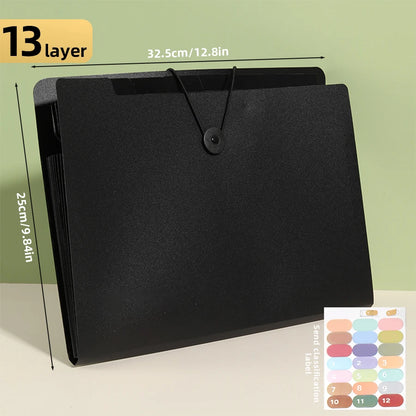Three Colors Horizontal A4 Folder Students Office Business Trip Multi-layer Large Capacity 5/8/13 Layers Storage Organ Bag.