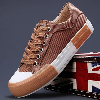 Men Canvas Shoes Casual Lace Up Sneakers Summer Fashion Breathable Vulcanize Shoes Rubber Flats Outdoor Autumn Casual Man Shoes