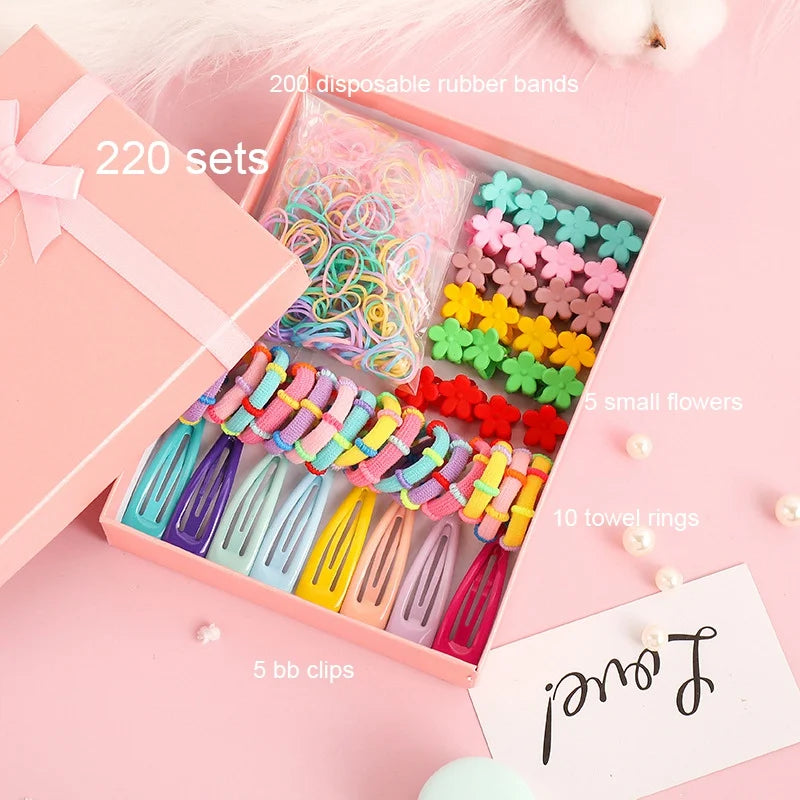 270/565/870Pcs Hair Accessories Set Girls Colorful Rubber Band Cute Flower Hairpins Children Headband Barrettes Kids Accessories.
