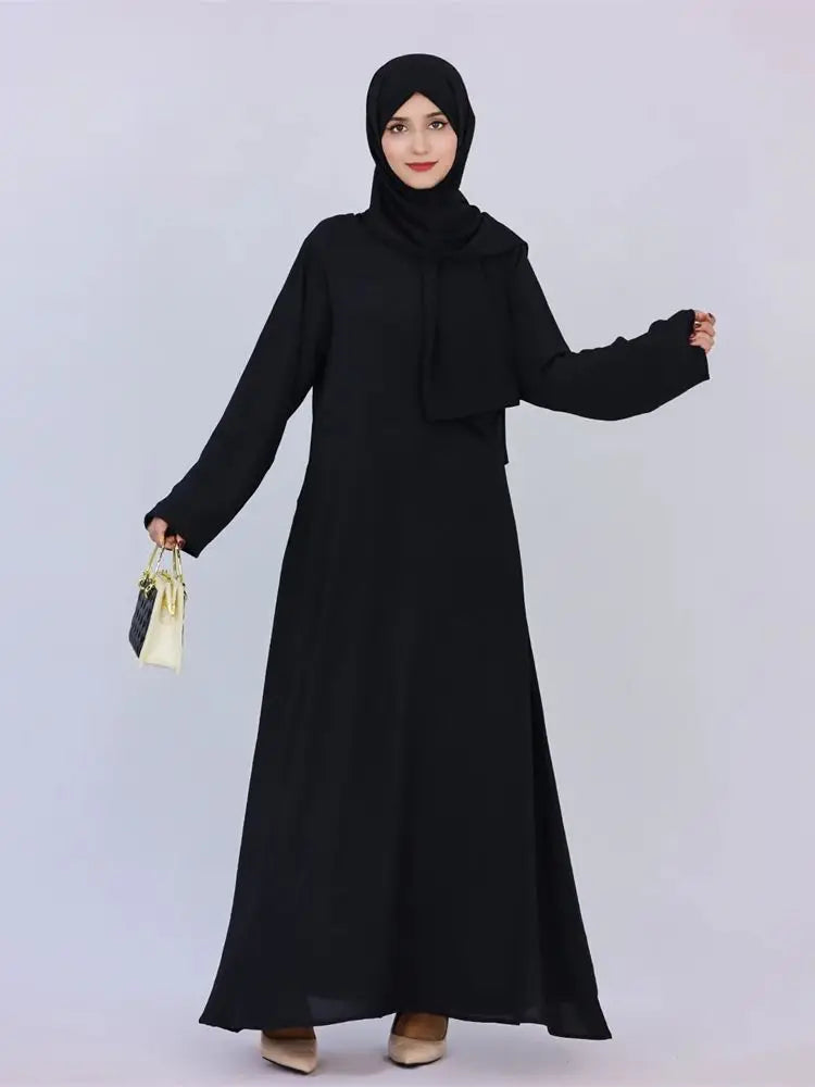 Ramadan Eid Solid Linen Dubai Abaya Turkey Islam Muslim Modest Dress Kaftan Prayer Clothes For Women Kebaya Robe Femme Musulmane