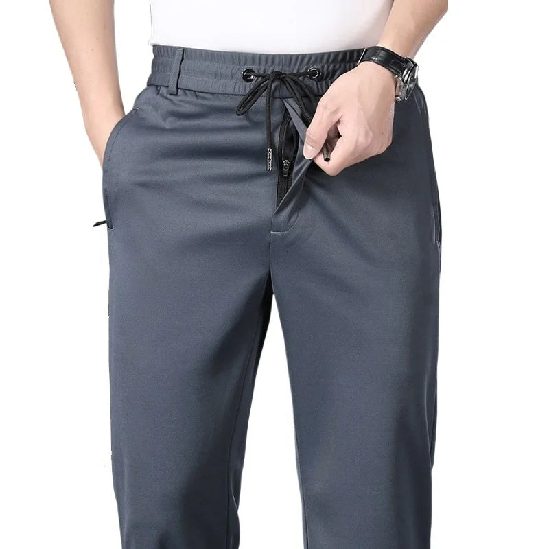 Big Size 10XL Winter Pants Men Fleece Lined Elastic Waist Strtch Trousers Male Thick Warm Straight Business Work Wear Plus Large.